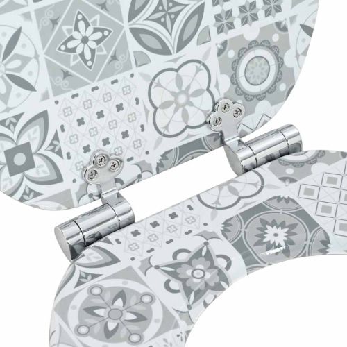 Мека затваряща се тоалетна седалка Синя и бяла порцеланова ПДЧ