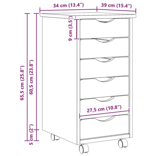 Ролков шкаф с чекмеджета с колело MOSS Ясна лакова покривка