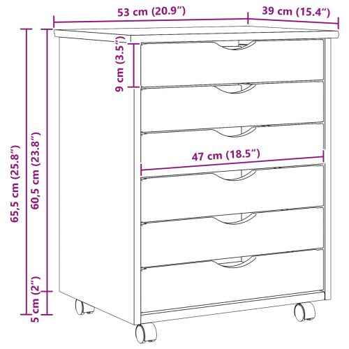 Ролков шкаф с чекмеджета с колело MOSS Ясна лакова покривка