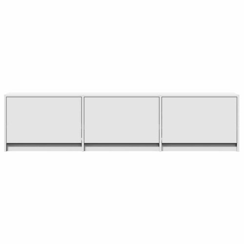 ТВ шкаф с LED с чекмедже Бяло 165 x 34 x 40 см Инженерно дърво