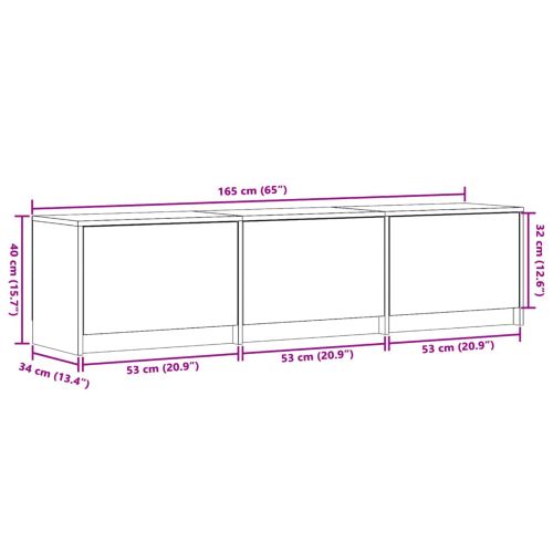 ТВ шкаф с LED с чекмедже Бяло 165 x 34 x 40 см Инженерно дърво