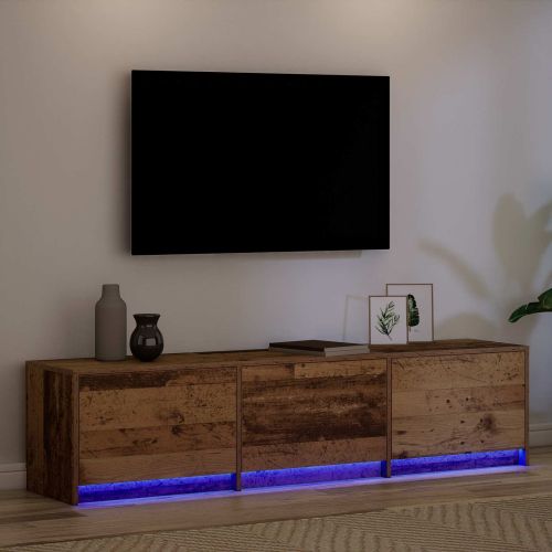 ТВ шкаф с LED Старо дърво 165 x 34 x 40 см Инженерно дърво
