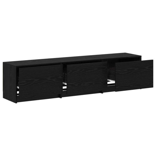 ТВ шкаф с LED Черния дъб 165 x 34 x 40 см Инженерно дърво