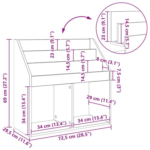 Детска рафт за книги Сонома дъб 72,5 x 29,5 x 69 см