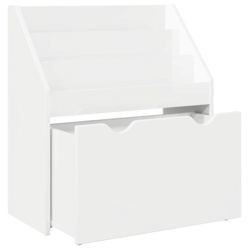 Детска рафт за книги с чекмедже Лъскаво бяло 60 x 29,5 x 69 см