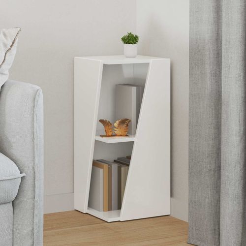 Странична рафт Лъскаво бяло 33 x 32 x 70,5 см Инженерно дърво