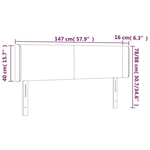 LED горна табла за легло, тъмнозелена, 147x16x78/88 см, кадифе