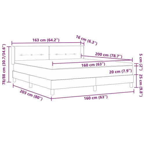 Легло с пружинирана основа с матрак Черно 200 x 160 см Кадифе