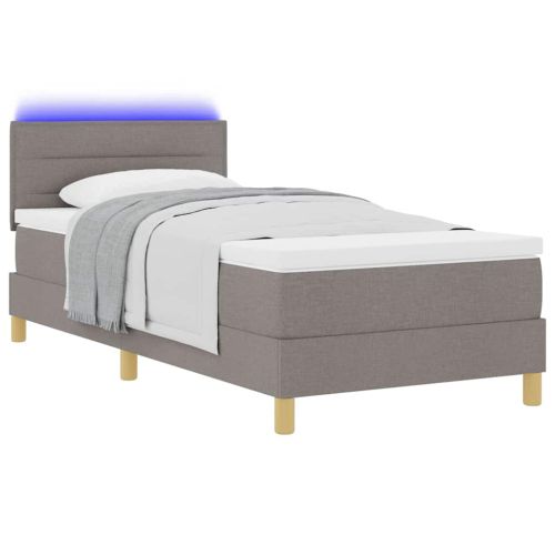 LED кутия за пружини с легло Таупе 90 x 190 cm текстил