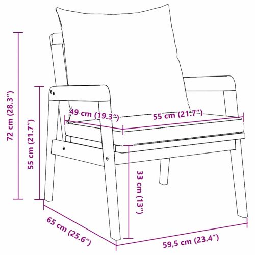 Градински стол 2 pcs Натурален маслен Солидно акациево дърво