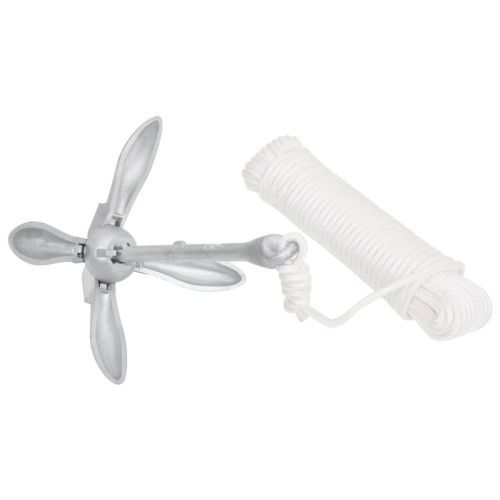 Сгъваема котва с въже, сребриста, 3,2 кг, ковък чугун