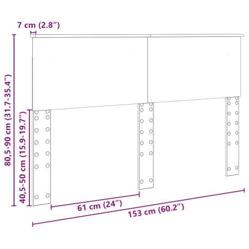 Облегалка за глава Сив Сонома 150 cm Инженерно дърво