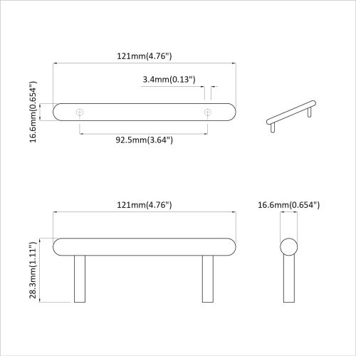 Дръжка за шкаф 12 pcs Черно 121 x 16.6 x 28.3 мм Желязо