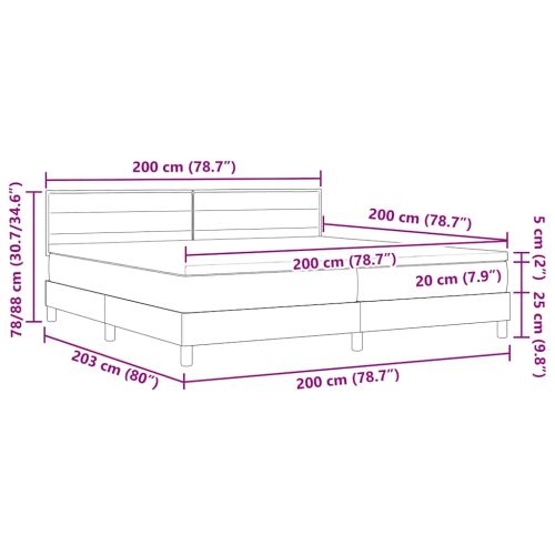 Легло с пружинирана основа Тъмен сив 200 x 200 cm текстил