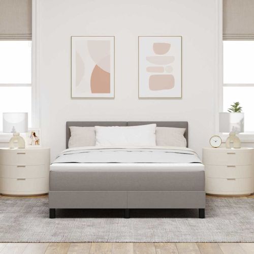 Легло с пружинирана основа с матрак Таупе 140 x 190 cm текстил