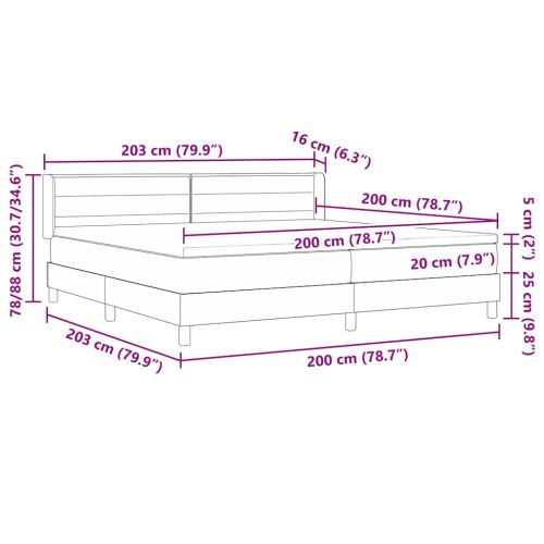Легло с пружинирана основа Тъмен сив 200 x 200 cm текстил