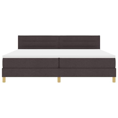 LED кутия за пружини с легло Тъмен кафяв 200 x 200 cm текстил