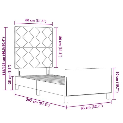 Рамка за легло с таблото Тъмносив 80 x 200 cm текстил