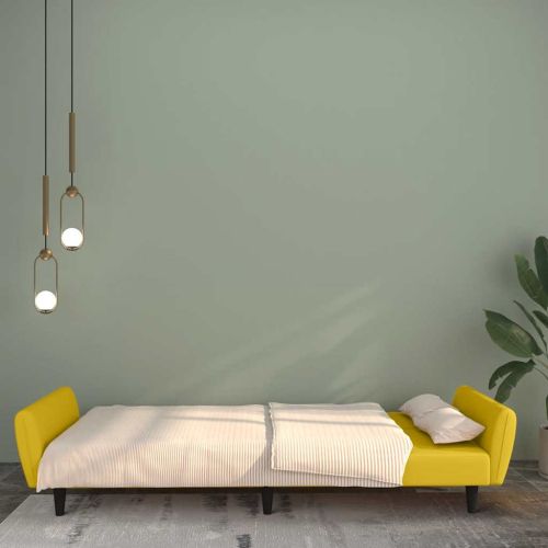 2-местно разтегателно канапе, жълто, кадифе