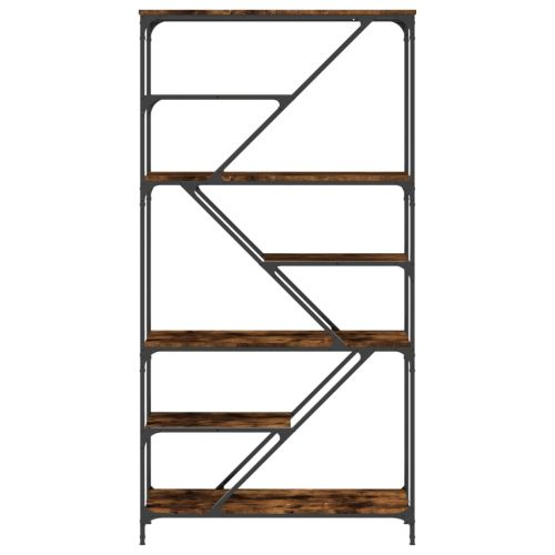 Библиотека опушен дъб 91x36x176 см инженерно дърво и стомана