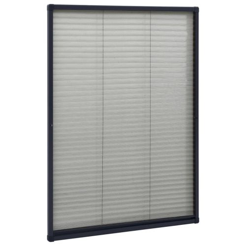 Алуминиев плисе комарник за прозорци, антрацит, 80x120 см