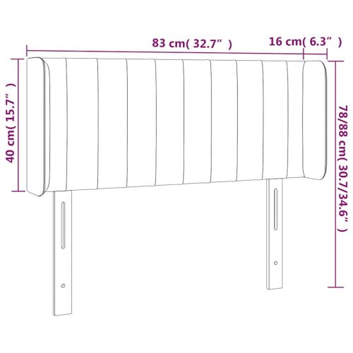 LED горна табла за легло, тъмнозелена, 83x16x78/88 см, кадифе