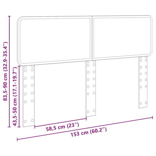 Облегалка за глава Сив Сонома 150 cm Инженерно дърво