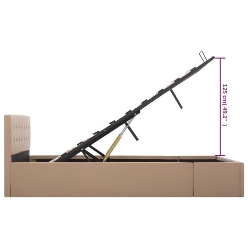 Легло с повдигащ механизъм капучино изкуствена кожа 140x200 cм