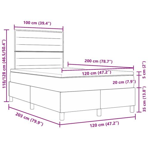 Легло с пружинирана основа Тъмен сив 120 x 200 cm текстил