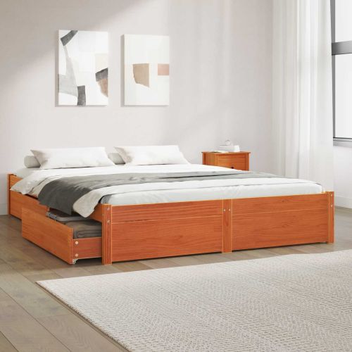 Рамка за легло Кафяво с восъчно покритие 150 x 200 cm