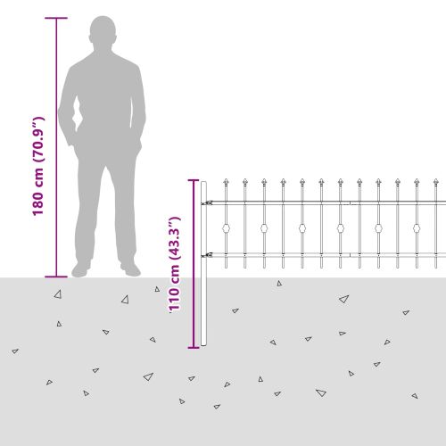 Шипова ограда Asten Черно 200 x 130 см