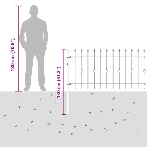 Шипова ограда Asten Черно 200 x 130 см