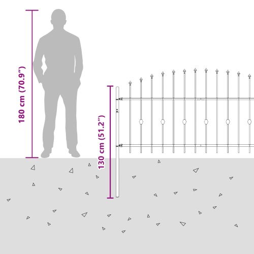 Шипова ограда Asten Черно 200 x 130 см