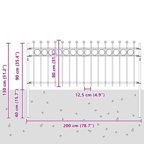 Кръгова ограда Tilburg Черно 200 x 130 см
