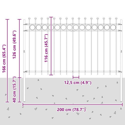 Кръгова ограда Tilburg Черно 200 x 130 см