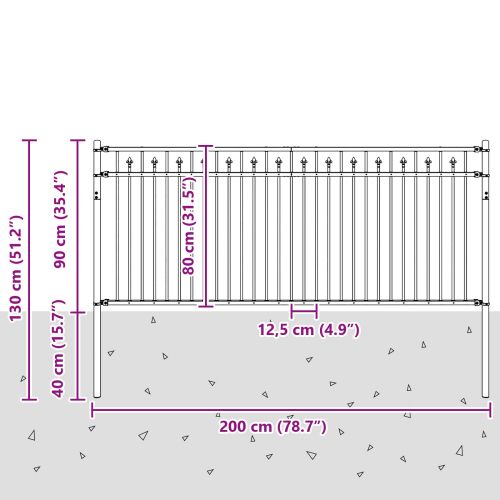 Оградна колче Baarlo Черно 200 x 130 см