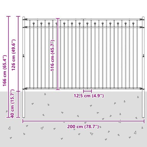 Оградна колче Baarlo Черно 200 x 166 см