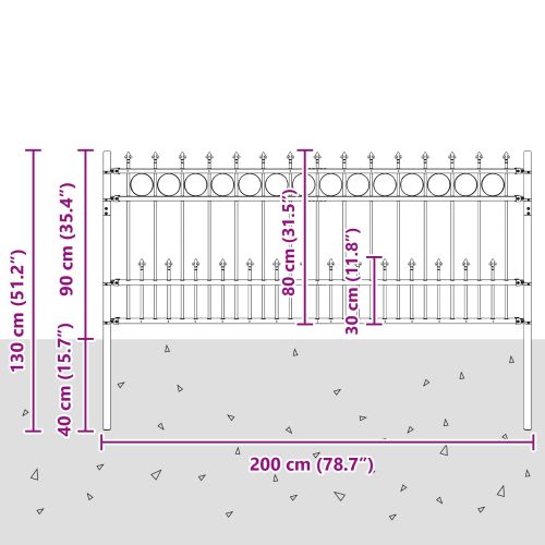 Ограда с Spike пръстен Horst Черно 200 x 130 см