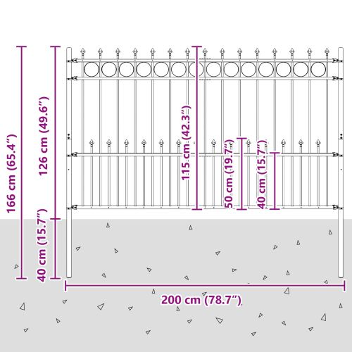 Ограда с Spike пръстен Horst Черно 200 x 130 см