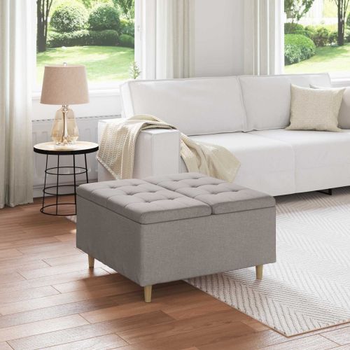 Табуретка с място за съхранение Таупе 80 x 80 x 45 cm текстил