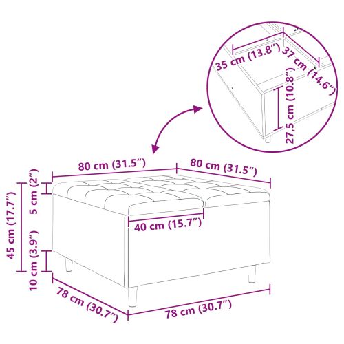 Табуретка с място за съхранение Таупе 80 x 80 x 45 cm текстил