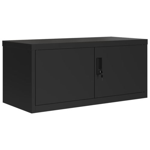 Шкаф за папки черен 90x40x130 см стомана