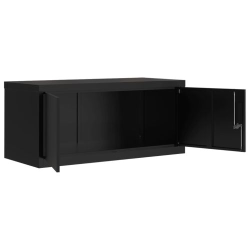 Шкаф за папки черен 90x40x130 см стомана