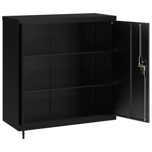 Шкаф за папки черен 90x40x130 см стомана