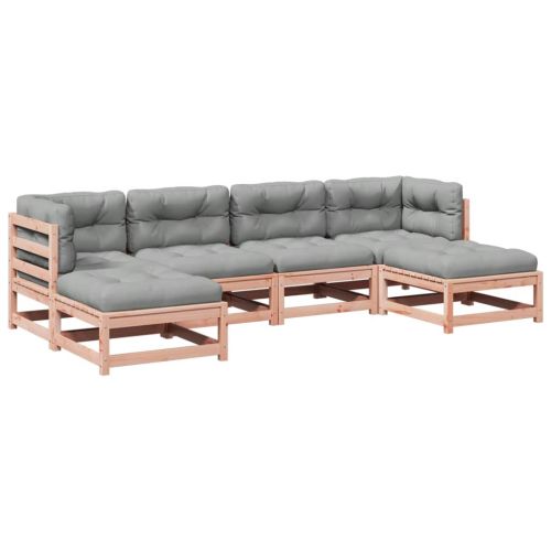 Градински комплект с възглавници, 6 части, дугласка ела масив