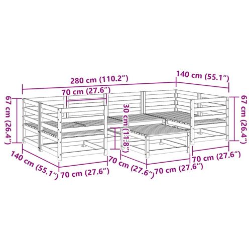 Градински комплект диван от 7 части, дугласка ела масив