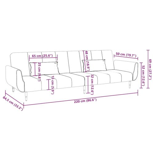2-местно разтегателно канапе 2 възглавници светлозелено кадифе