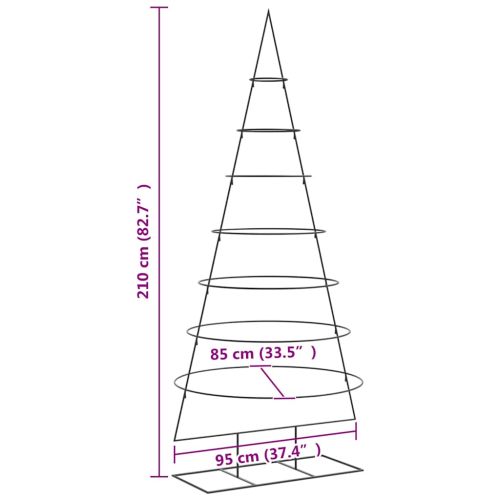 Метална коледна елха за декорация черна 210 см