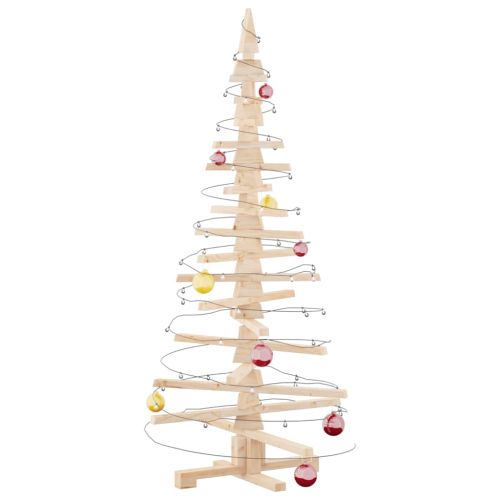 Дървена коледна елха за декорация, 150 см, масивна дървесина, бор