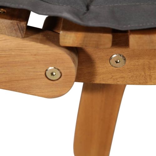 Шезлонг с възглавница, акация масив, тъмносив